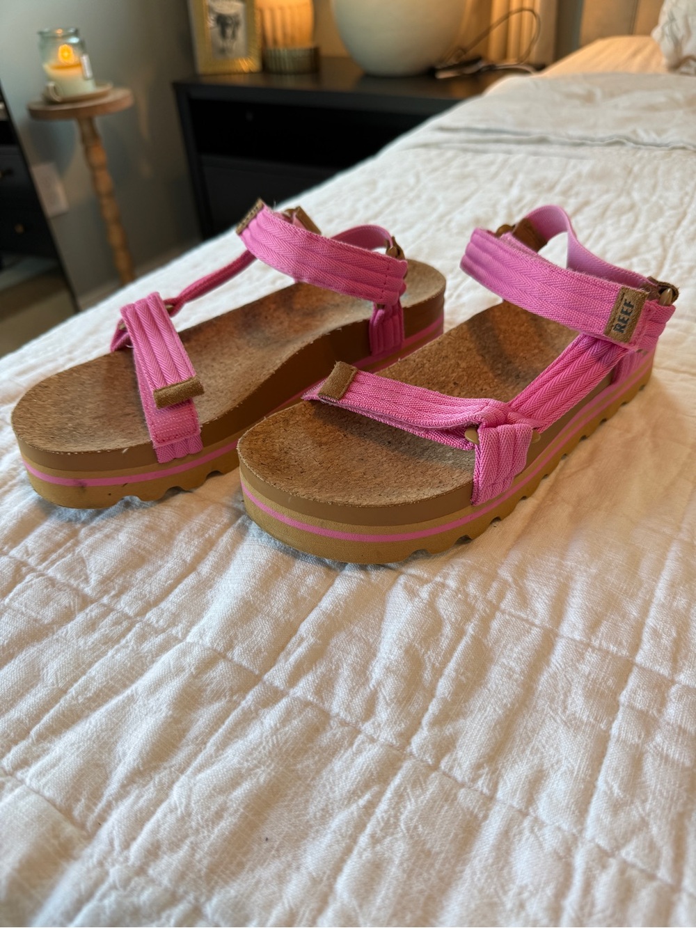 Reef Pink Strappy Platform Sandals